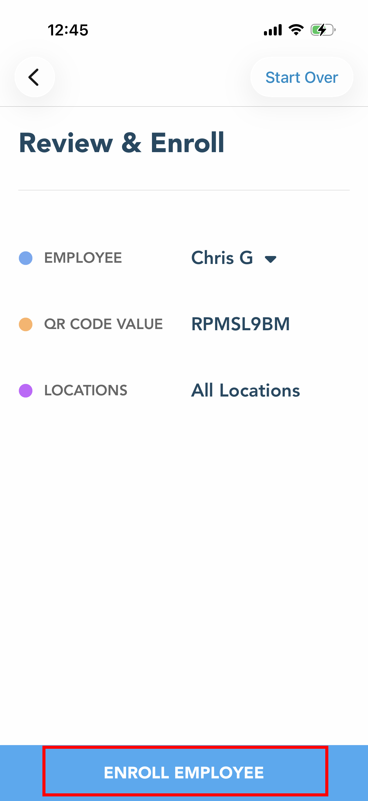 Review and enroll employee