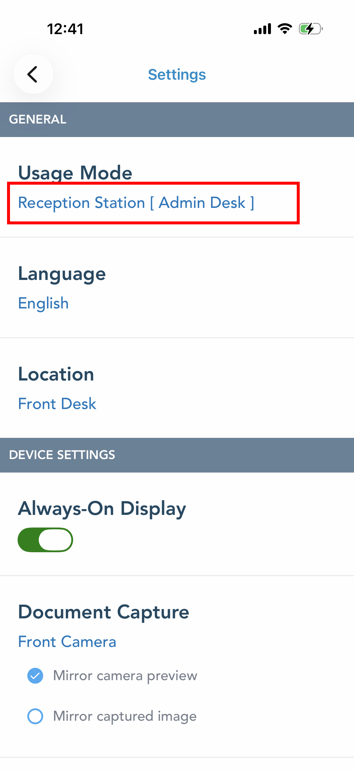 Change usage mode to reception station