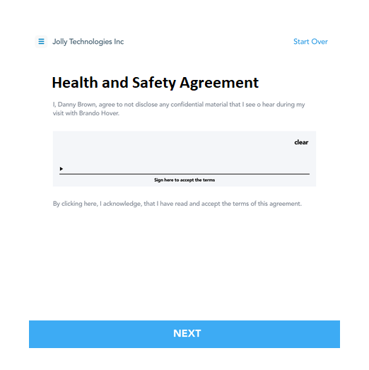 Sign Visit Agreement